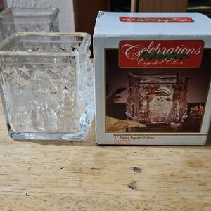 CELEBRATIONS Crystal Clear 3" Santa Square Votive" Candle Holder - #113217